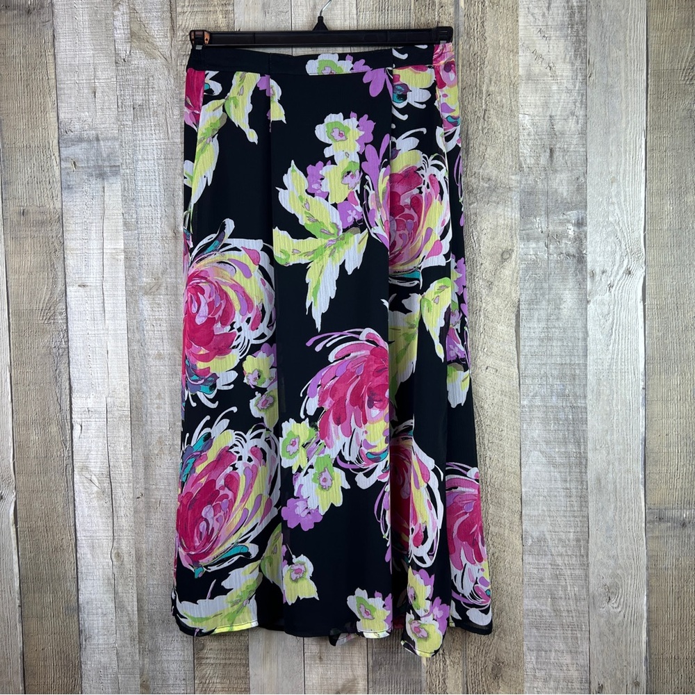 Prophecy Vintage Size Small Multicolor Floral Lined Skirt  Stretch Waistband